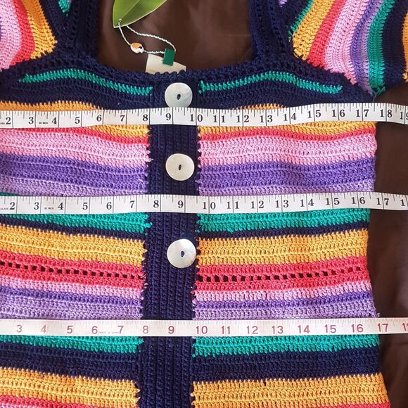 Farm Rio Anthropologie Dress XS Sweater Knit Mini Bohemian Southwestern Boho - Picture 13 of 16